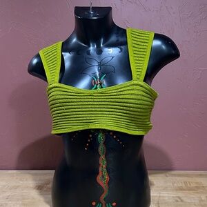 Ribbed Sweater Crop Top [green]